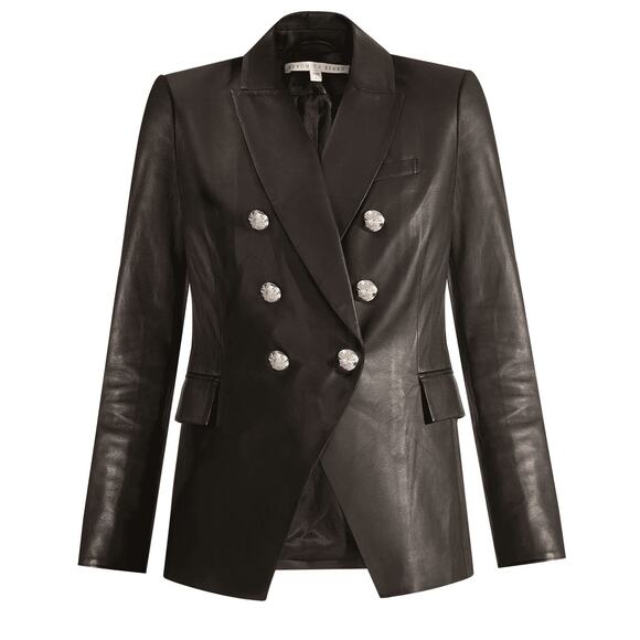 Veronica Beard Jackets & Blazers - NWT Veronica Beard Miller Dickey Double breasted Leather Blazer Black Size 4